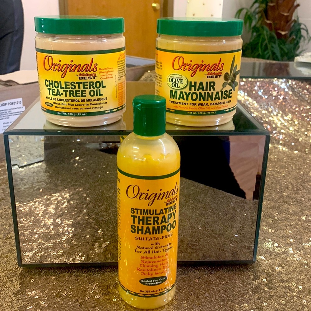 ORIGINALS by Africa’s Best cholesterol TT oil, hair mayo, therapy shampoo 3p set